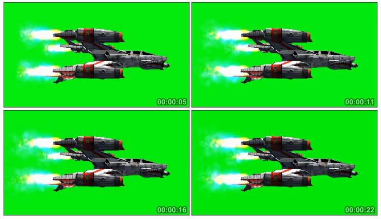 宇宙飞船火箭飞行器飞行绿屏抠像影视特效视频素材