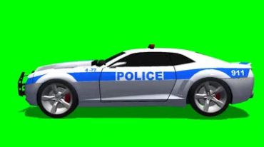 POLICE警车警用汽车绿布抠像特效视频素材