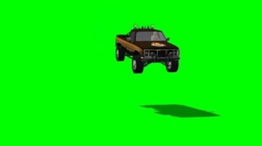 皮卡车行驶跳跃绿幕抠像影视特效视频素材