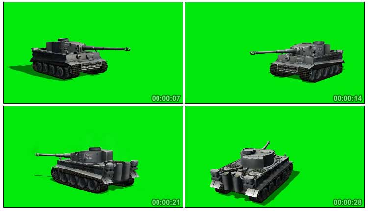 重型坦克转动炮口开炮开火绿屏抠像影视特效视频素材