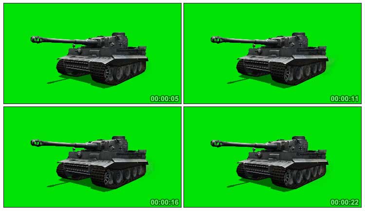 二战坦克履带行驶绿屏免抠像影视特效视频素材