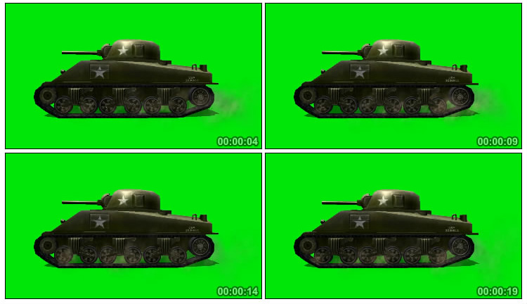 二战坦克履带行驶特写绿屏抠像影视特效视频素材