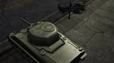 二战坦克在城市废墟中巷战视频素材
