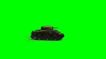 二战坦克行驶绿屏抠像影视特效视频素材