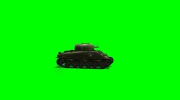 二战坦克行驶绿屏抠像影视特效视频素材