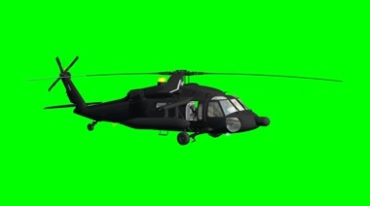 黑色军事直升机飞行绿布免抠像影视特效视频素材