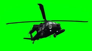军用直升飞机飞行绿屏免抠像影视特效视频素材