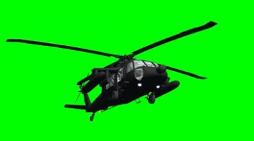 军用直升飞机飞行绿屏免抠像影视特效视频素材