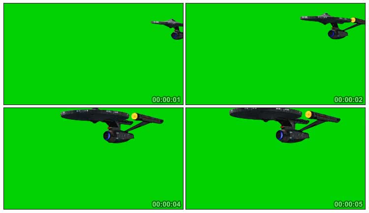 星际迷航企业号宇宙飞船绿屏抠像影视特效视频素材