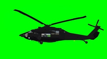 军用直升机叶片旋转飞行绿屏免抠像影视特效视频素材