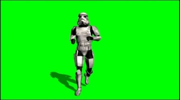 盔甲外星士兵跑步动作绿屏免抠像影视特效视频素材