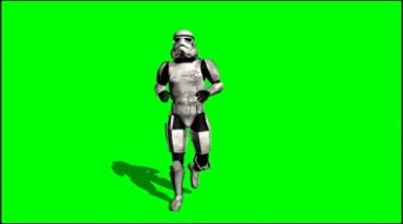 盔甲外星士兵跑步动作绿屏免抠像影视特效视频素材
