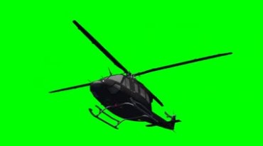黑色直升飞机叶片旋转飞行仰拍绿屏抠像特效视频素材
