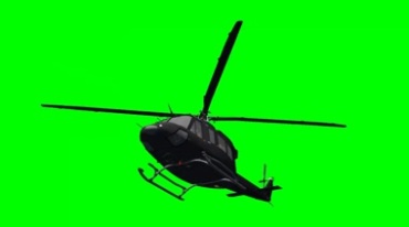 黑色直升飞机叶片旋转飞行仰拍绿屏抠像特效视频素材