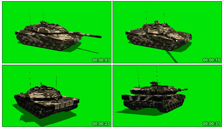 坦克炮筒转动效果绿布抠像影视特效视频素材