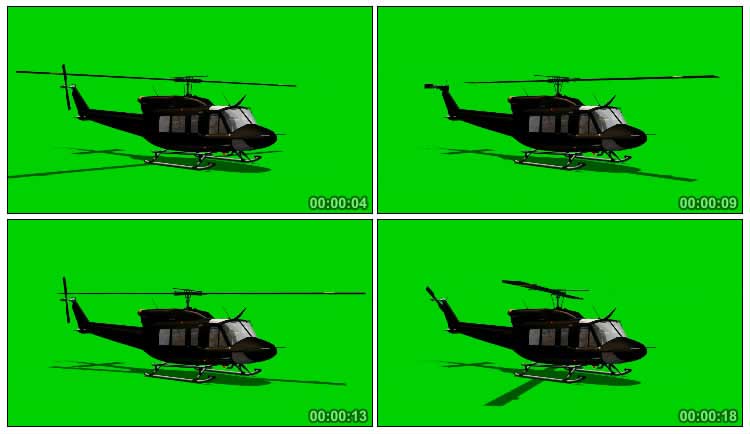 直升飞机叶片旋转螺旋桨绿幕抠像影视特效视频素材