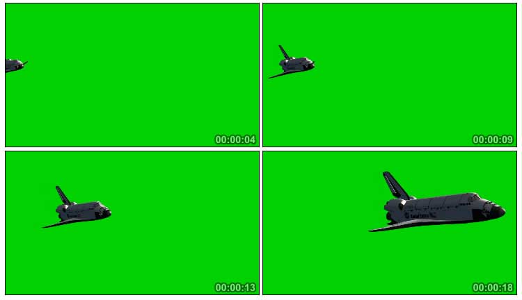 NASA美国航天飞机绿布免抠像影视特效视频素材
