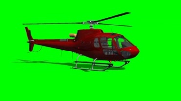 红色直升飞机落地叶片旋转绿屏抠像特效视频素材