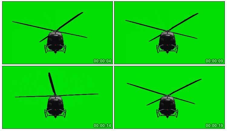 直升机叶片旋转飞行带声音绿幕抠像特效视频素材