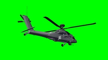 阿帕奇武装直升机飞行绿布抠像影视特效视频素材