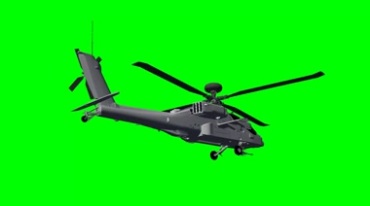 阿帕奇武装直升机飞行绿布抠像影视特效视频素材