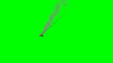 直升机飞行故障冒黑烟迫降绿屏抠像影视特效视频素材