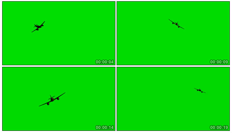 滑翔机小飞机飞行绿屏抠像影视特效视频素材