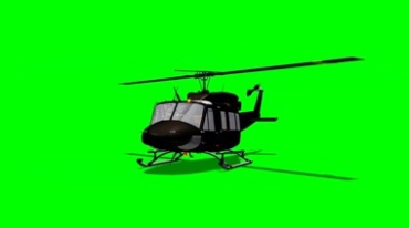 直升飞机着落降落叶片旋转绿屏抠像特效视频素材