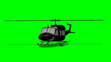 直升飞机着落降落叶片旋转绿屏抠像特效视频素材