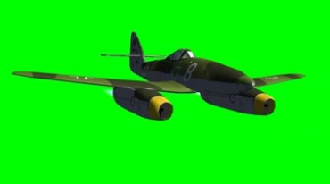 二战喷气战斗飞机飞行绿布抠像影视特效视频素材