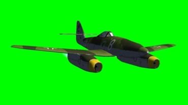 二战喷气战斗飞机飞行绿布抠像影视特效视频素材