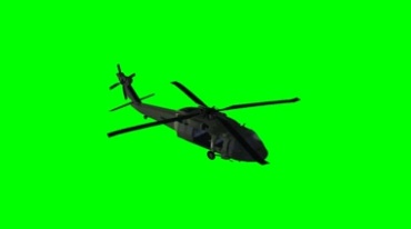 黑鹰直升飞机叶片旋转飞行绿布抠像影视特效视频素材