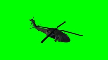 黑鹰直升飞机叶片旋转飞行绿布抠像影视特效视频素材