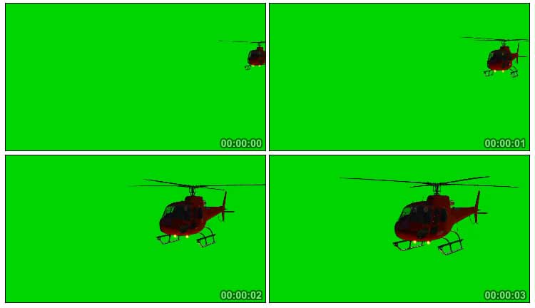 民用直升机夜间飞行绿屏抠像特效视频素材