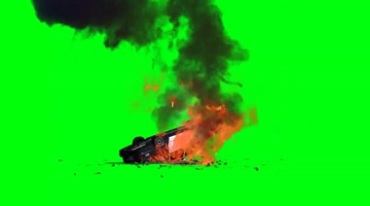 警车爆炸火焰火球声音绿屏抠像影视特效视频素材