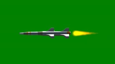 导弹飞行飞弹喷射火焰效果绿屏抠像影视视频素材