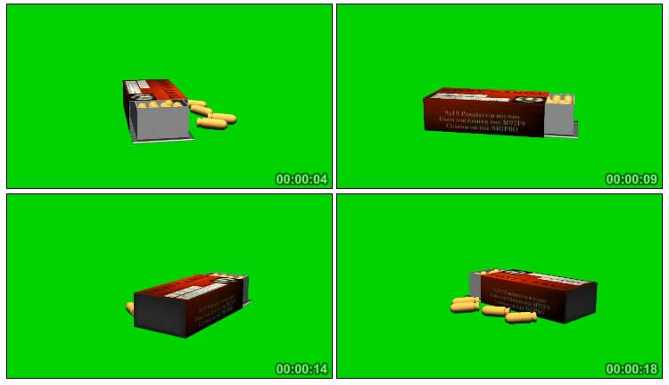 一盒子弹绿幕抠像特效视频素材