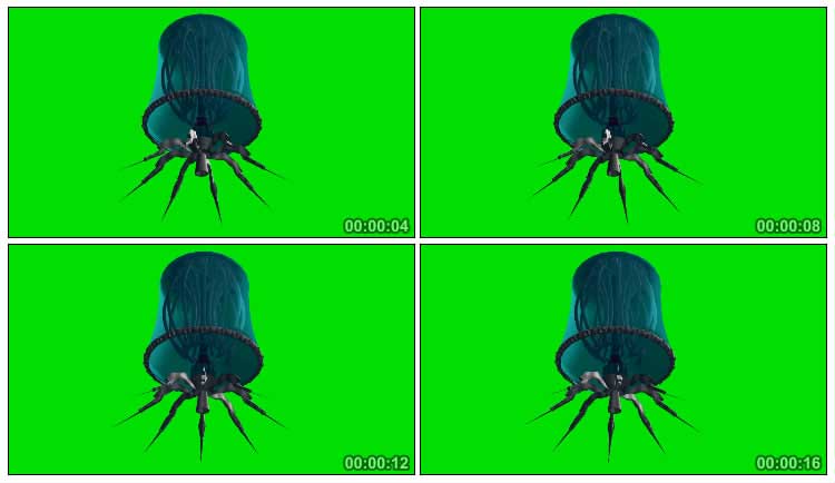 外星生物空中旋转绿幕抠像影视特效视频素材