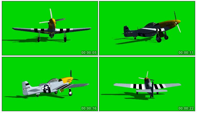 螺旋桨单人飞机展示绿屏抠像影视特效视频素材