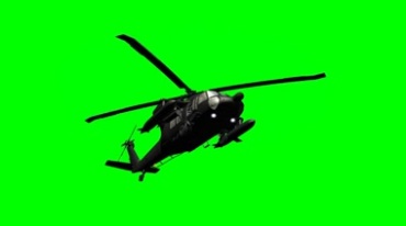 黑鹰直升飞机高空飞行绿屏抠像透明通道视频素材