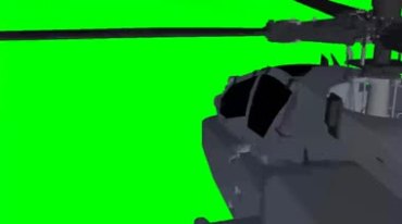 阿帕奇直升飞机近景叶片旋转绿幕抠像特效视频素材