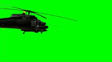 军用武装直升飞机编队飞行绿屏抠像影视特效视频素材