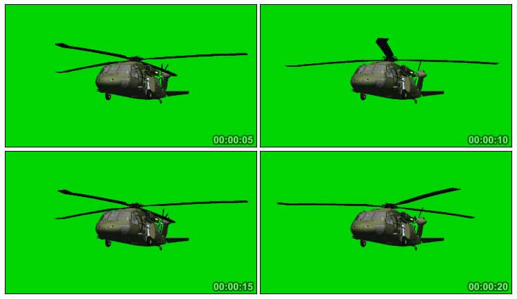 直升机叶片旋转飞行声音绿幕抠像影视特效视频素材