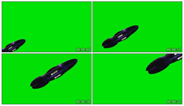 外星不明飞行物子弹形状飞船绿屏抠像影视特效视频素材