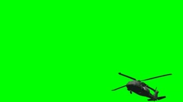 黑鹰直升机飞过头顶绿屏抠像影视特效视频素材
