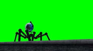 外星机器人大蜘蛛行走绿幕抠像影视特效视频素材