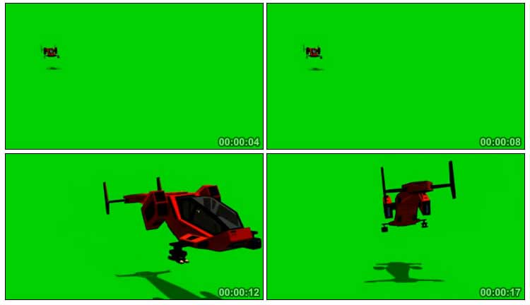 红色飞行器小飞机绿屏抠像特效视频素材