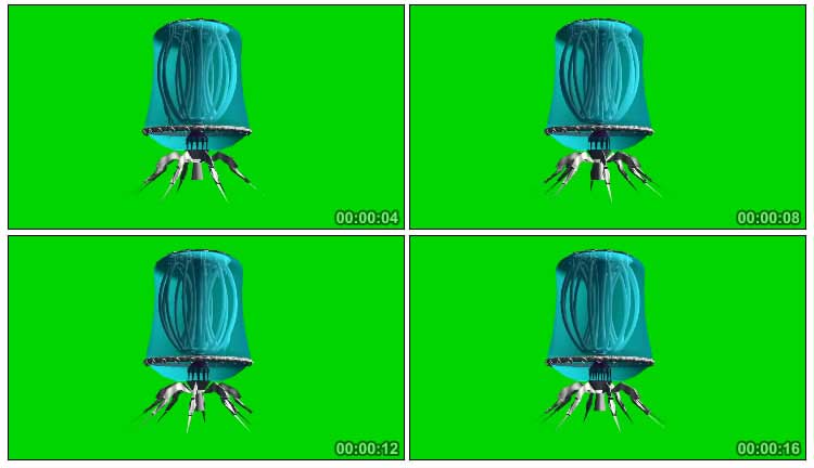 外星不明生物飞行物旋转绿屏抠像影视特效视频素材