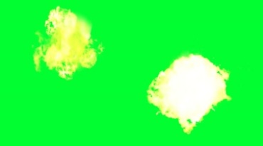 空中爆炸火团火球燃烧爆燃绿屏抠像影视特效视频素材