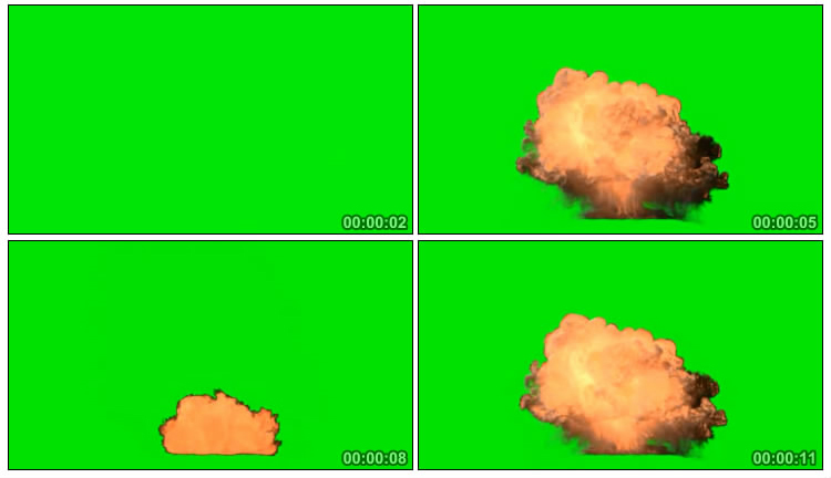 大爆炸火球腾起黑烟滚滚绿屏抠像影视特效视频素材